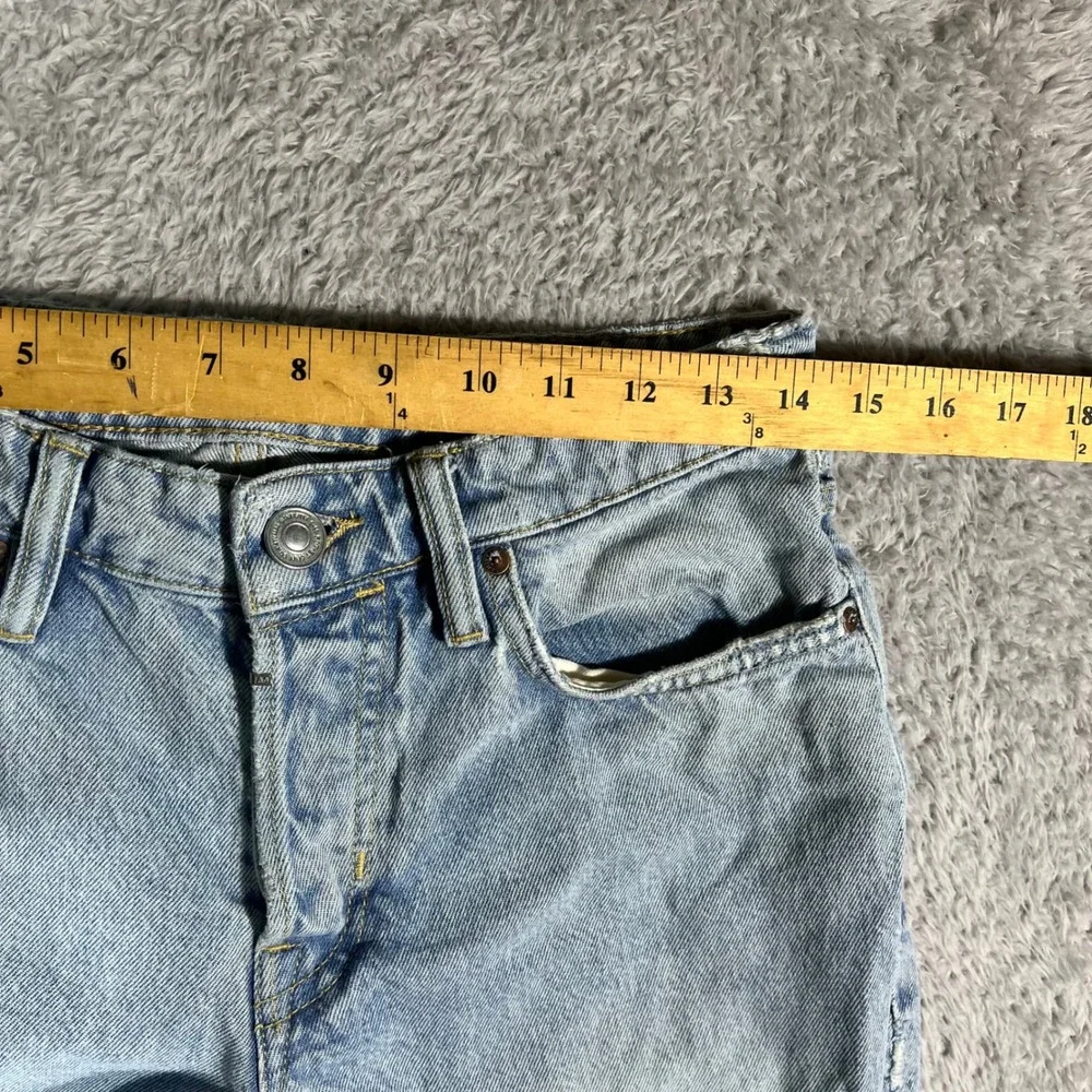 AllSaints Switch Distressed Denim Shorts Light Wash Blue W28 Button Fly Cuffed